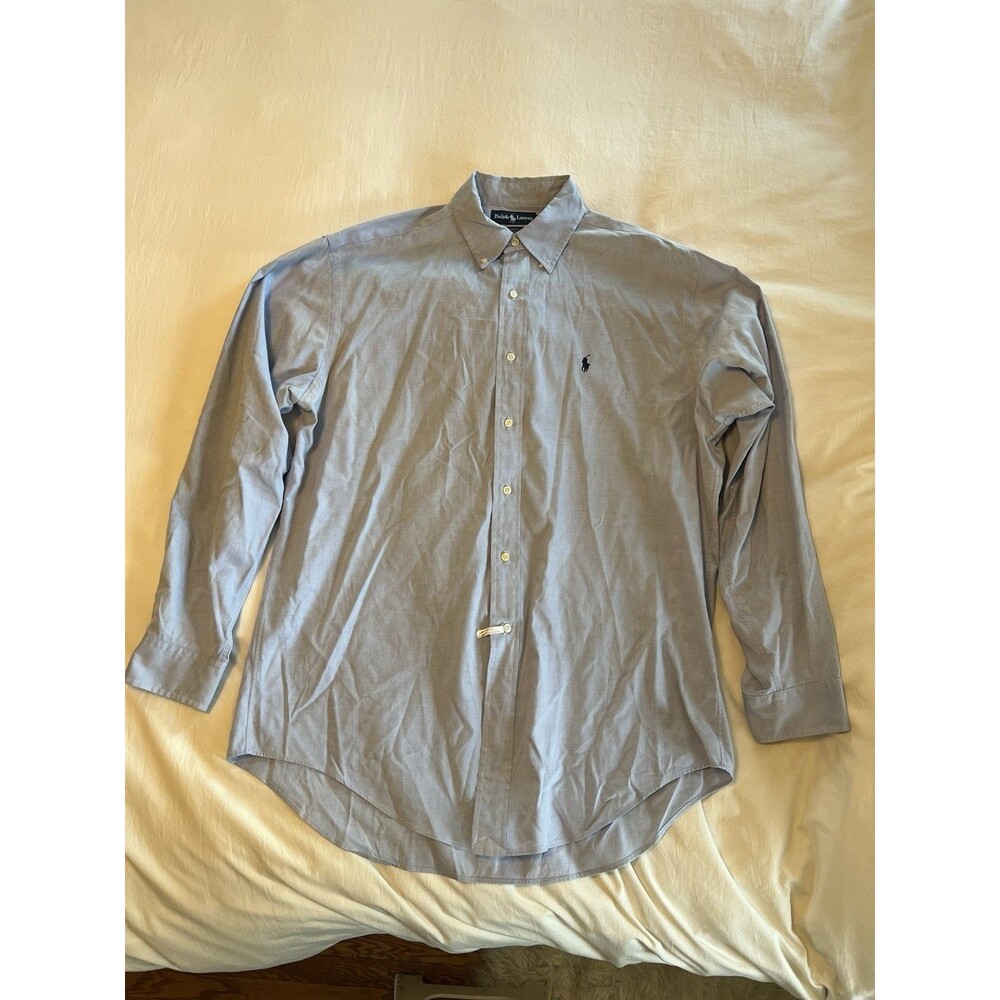 Ralph Lauren Mens Yarmouth 100% Cotton Oxford Long Sleeve Blue Size 16 34/35